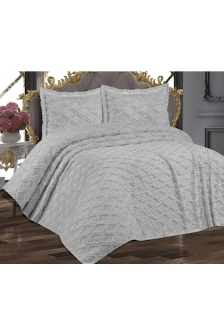 Prestij Puffy Yakut Çift Kişilik Yatak Örtüsü, Pike Örtüsü-gri Gri