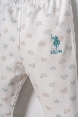 U.S. Polo Assn. Nakışlı Kız Bebek Cute Hearts Beyaz Gömlek Pijama Takımı Usb3203-c-v1 Usb3203-c-v1