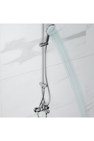 Adell Mode S Rain Duş Sistemi + Lento Banyo Bataryası 2 Parça Set Parlak Krom Krom