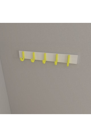 Hepsi3boyutlu Modern Duvar & Kapı Baston Askılık - 5 Adet Sarı J Askılık - Model No : 6 Sarı