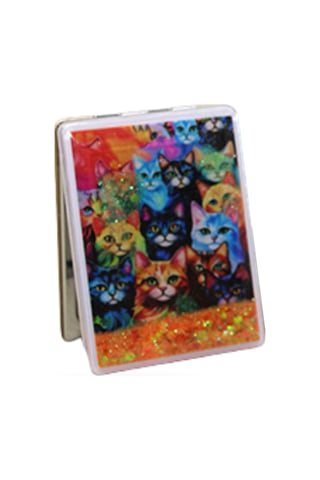 Büro Ev Ofis Kişisel Hediyesi İçin Hareketli Sulu Kedi Figürlü El Aynası Çok Renkli