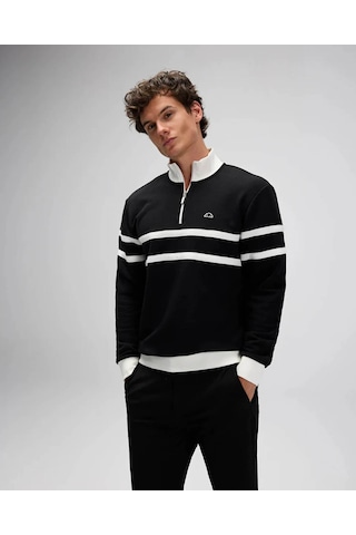 Ellesse Yarım Fermuarlı Siyah Erkek Sweatshirt Em619 Siyah