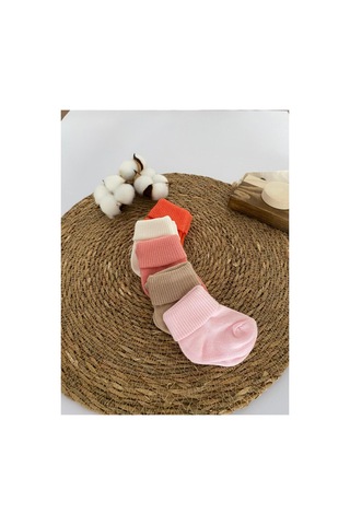 Glory Baby Organik Pamuklu Unisex 5'li Premium Yenidoğan Bebek Çorabi - Kutulu Beyaz-kahve-pembe-turuncu-somon Beyaz-kahve-pembe-turuncu-somon