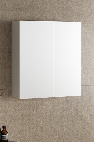Çiğdem 65 Cm Beyaz Mdf Aynalı Asma Banyo Üst Dolabı Beyaz