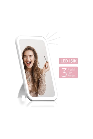 Polosmart Pbs510 Şarjlı Led Işıklı Makyaj Aynası Beyaz