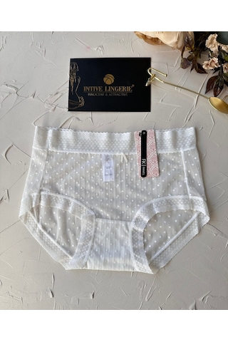 Lily Baby Puantiyeli Pamuk Ağlı Transparan Esnek Normal Bel İthal Ekru