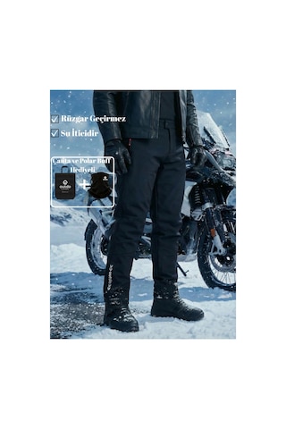 Outdo Premium Softshell Motorsiklet Pantolonu Siyah Polar Buff Hediyeli Diğer