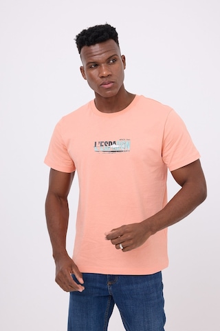 Marıne Tee Deniz Temalı Ribana Bisiklet Yaka Pamuk T-shirt-3117 Mercan