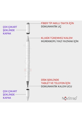 Novstrap Samsung Galaxy Tab A9 Sm-x110 A9 Plus Sm-x210 İle Uyumlu 3in1 Dokunmatik Tablet Kalemi