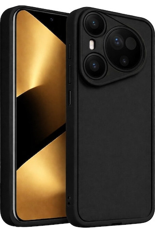 Huawei Pura 70 Pro Ve Pura 70 Pro Plus Uyumlu Kamera Çıkıntılı Mat Silikon Telefon Kılıfı Siyah