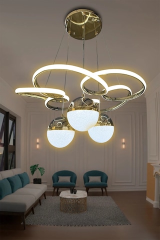 Florya Modern Sarkıt 3 Toplu Powerled Ledli Avize - 3 Renk Kumandasız - Gold Gold