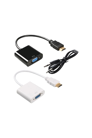 Gabble Hdmı To Vga Çevirici 1080p 3.5mm Ses Çıkışlı Hdmı Erkek Vga Dişi Beyaz