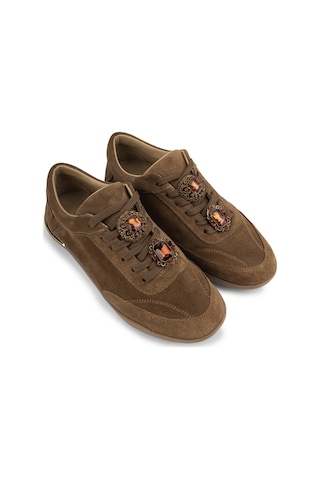 Tamer Tanca Kadın Hakiki Deri Kahverengi Sneakers & Spor Ayakkabı 1009 1453 Bn Ayk Sk26-27 Sıgaro Suet