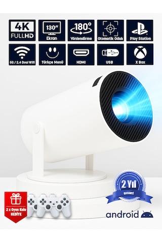 Jeero Oyunlu Projeksiyon Cihazı 2 Kollu -20.000 Oyun -türkçe Menü Android