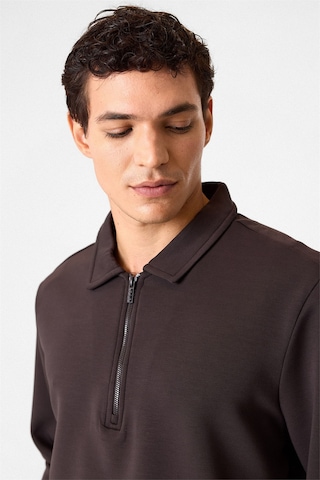 Backandbond Koyu Kahve Fermuarlı Bordo Sweatshirt Koyu Kahverengi