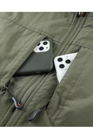 Snapbuy Kışlık Çift Taraflı, Çok Cepli, Bol Kesimli, Kalın Peluşlu Erkek Yeleği Asker Yeşili