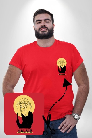 Angemiel Yalnız Kadına Şiddete Hayır Kırmızı Büyük Beden Kadın Basic Minimal Baskılı Tişört Kırmızı