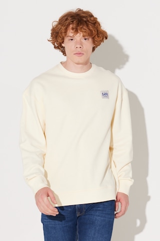 Lee Relaxed Fit Geniş Kesim Bisiklet Yaka Pamuk Ekru Erkek Içi Polarlı Sweatshirt LM01RJNQ Ekru