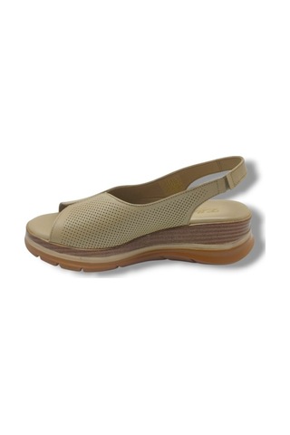Ellanor S-564-26 Hakiki Deri Anatomik Dolgu Taban Kadın Sandalet Bej
