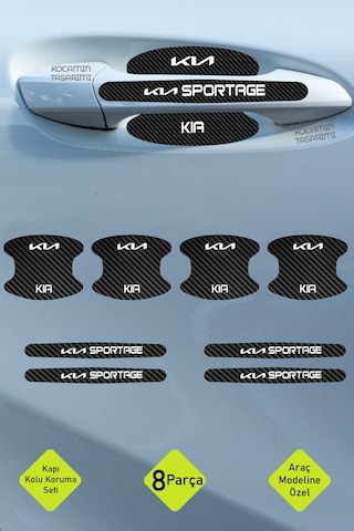 Kia Sportage Kapı Kolu Karbon Folyo Seti Sportage Modeline Özel Dayanıklı 8 Parça Koruyucu Ürün