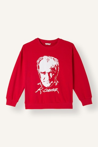 Defacto Atatürk Baskılı Bisiklet Yaka Sweatshirt Erkek Çocuk I6566a826wnrd282 Kırmızı-rd282