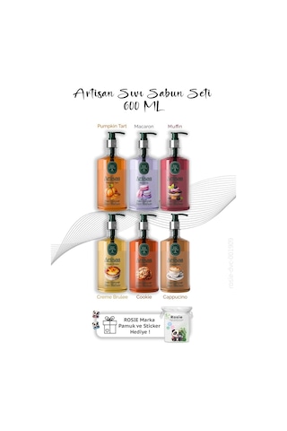 Eyüb Sabri Tuncer Artisan Cappucino + Cookie + Creme Brulee + Macaron + Muffin + Pumpkin Tart Sıvı Sabun 6 x 100 ML + Pamuk