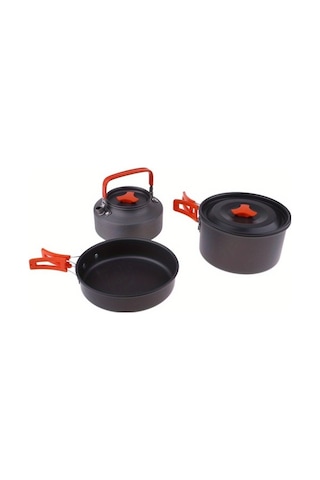 Besthome1 Yapışmaz Tencere Seti, Kamp Su Isıtıcısı, Katlanır Pişirme Seti Siyah Siyah