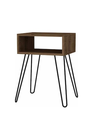 Dekorister Tuana Metal Ayaklı Yan Sehpa Ceviz