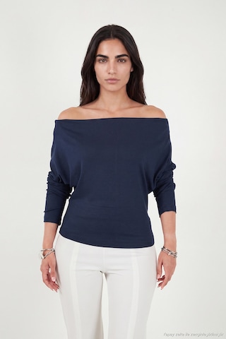 Lela Madonna Yaka Yarasa Kol Triko Bluz Kadın Bluz 5866892 Lacivert