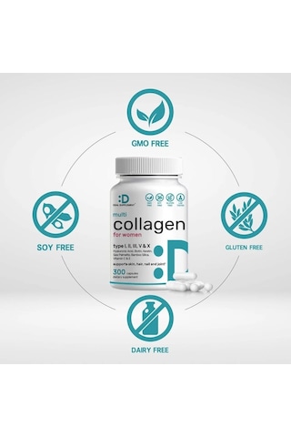 Multi Collegen For Women Vitamin C, E, & Biotin, Saw Palmetto, Bamboo Silica, & Hyaluronic Acid Hair, Skin, Nail 300 Capsules