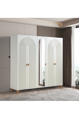 Pema Home Elegance %100 Mdf Membran 5 Kapaklı Dolap Gardırop Aytaşı