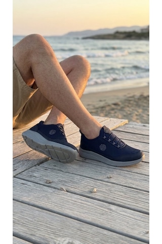 Stil Shoes Erkek Spor Ayakkabı Ortopedik Hafif Rahat Şık Esnek Kullanışlı Fileli Spor Lacivert