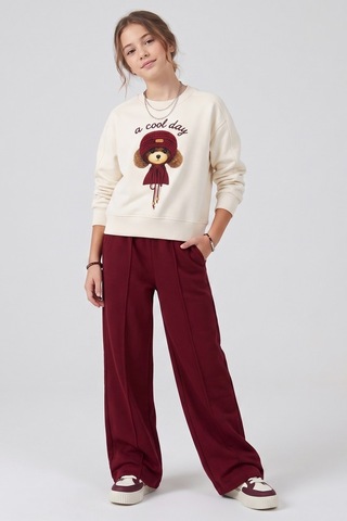 Minipomes 9-14 Yaş Kız Çocuk Cool Day Dog Üç İplik Sweatshirt Krem