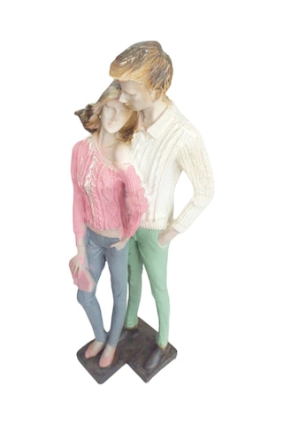 Polyester Kazaklı Sevgili Sarılmış Çift Biblo Obje 40cm