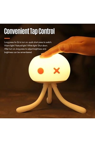 Prestigegoods Sevimli Denizanası Bebek Gece Lambası Kısılabilir Bebek Başucu Lambası Silikon Ç, Led, Masum Rüya Işıltısı Beyaz