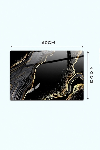 Gökçeoğlu Cam Ocak Arkası Koruyucu Cam Koruyucu Tezgah Ankastre Arkası Nero Gold 40cm X 60cm Çok Renkli