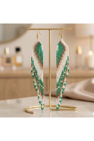 Cutemodels Kuş Tüyü Yeşil Küpe