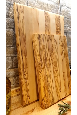 2 Li Set Zeytin Ağacı Ahşap Kesme Sunum Mutfak Tahtası