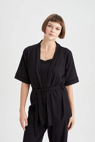 DeFacto -Fall in Love Yarım Kol Sabahlık B6559AX23AUBK81 Siyah