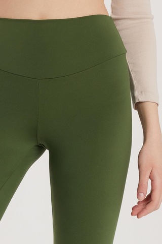 Tudors Kadın Süper Slim Beli Lastikli İnterlok Standart Boy Normal Bel Haki Tayt-33531 Haki