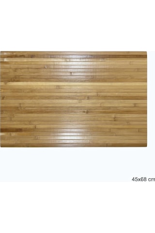 Bambu Banyo Matı, Kaydırmaz Tpe Tabanlı, Suya Dayanıklı, Rulo Yapılabilir, 45x68 Cm, Banyo Ve M Doğal Bambu / Kahverengi
