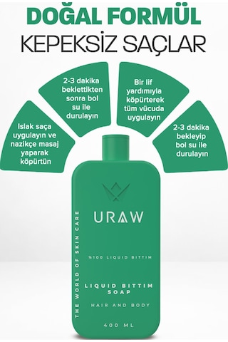 Uraw Saç Derisi Arındırıcı ve Kepek Karşıtı Sıvı Bıttım Sabunu 400 ML