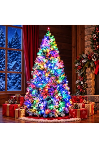 Renkli 18 Metre Yılbaşı Ağacı Işığı 200 Ledli 18 Metre Renkli Led Işık Modlu 220 Volt Fişli Model Diğer