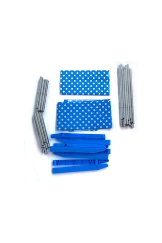 Padalink Mutfak, Oturma Odası, Yatak Odası İçin 3 Bölmeli Mavi Organize Dolap - Noktalı Kumaş Ve Alüminyum Malzemeyle Ev Gereçleri, Ayakkabı Depolama Mavi