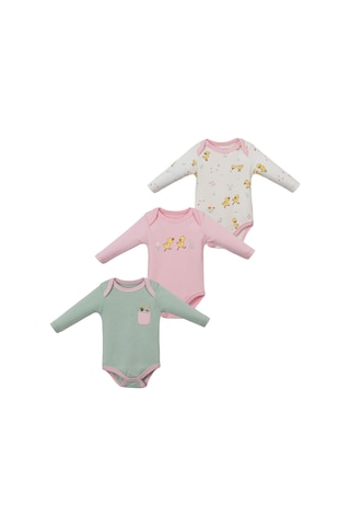 Ördekli Uzun Kol Body Set Pembe