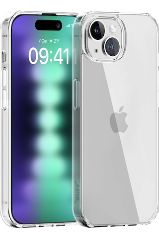 Buff Apple Uyumlu iPhone 15 Plus - Şeffaf Kılıf + Ekran Koruyucu + Lens Koruyucu Glass