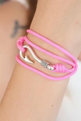 Pembe Renk Gümüş Metal Kancalı Bayan Çoklu Bileklik Çok Renkli