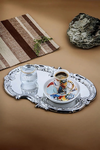 3 Adet Gümüş Artnova Servis Tepsisi, Paslanmaz Çelik Çay Ve Kahve Sunum Tepsisi, Çeyizlik Tepsi Gümüş
