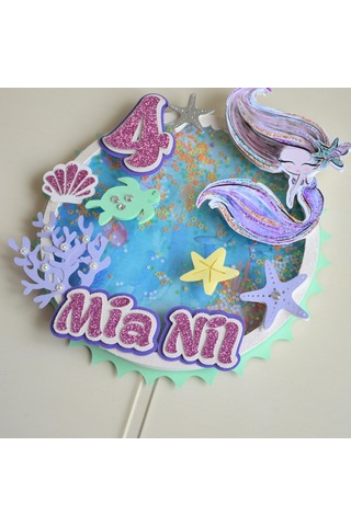 Deniz Kızı Kız Çocuk Doğum Günü Pasta Süsü Parti Malzemesi Topper