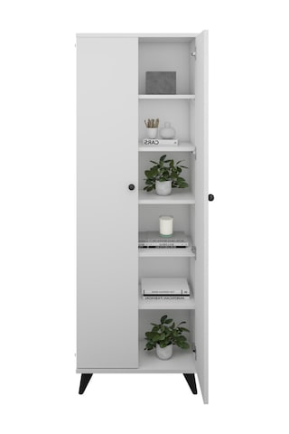 Simple Çok Amaçlı Dolap 5 Raflı 2 Kapaklı 60x30x176 Beyaz Beyaz